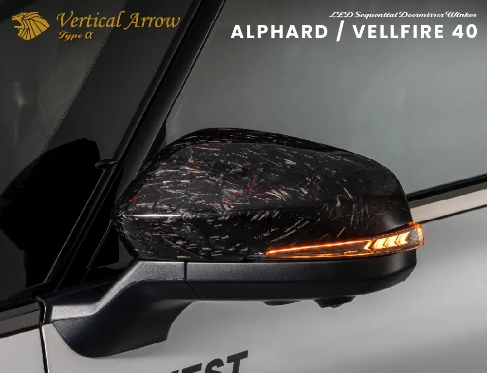AVEST FORGED CARBON FLOWING TURN SIGNAL DOOR MIRROR for Alphard/Vellfire 40