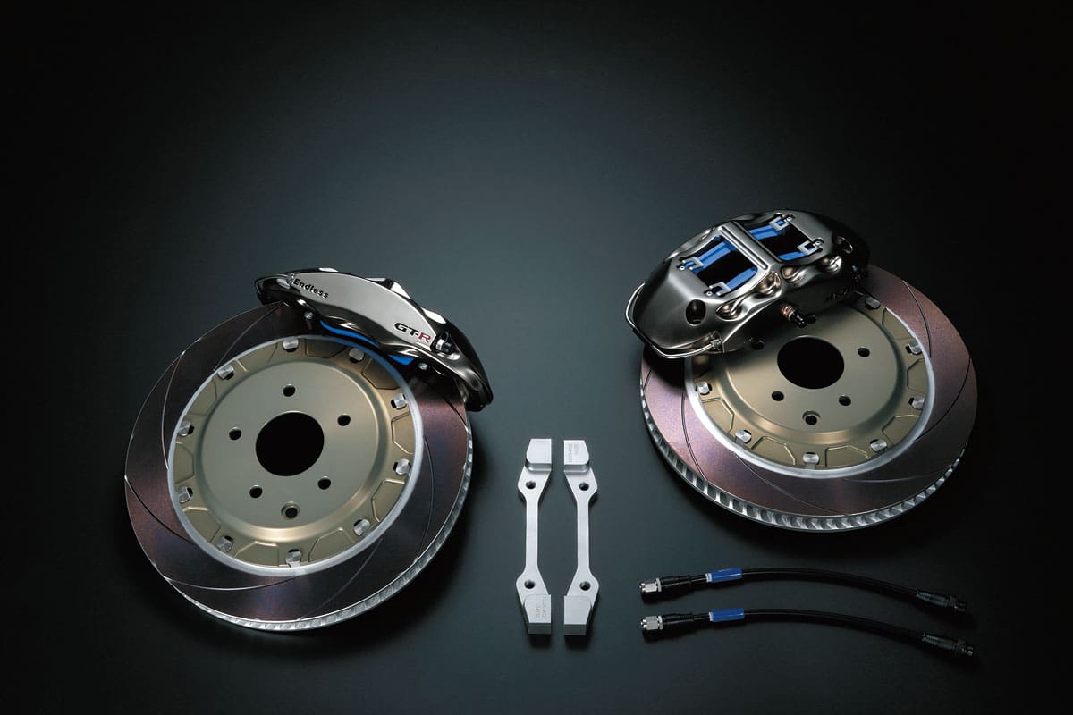 MIDORI ENDLESS Front Forged Monoblock 6-Pin Caliper & 2-Piece Brake Rotor Kit for GT-R
